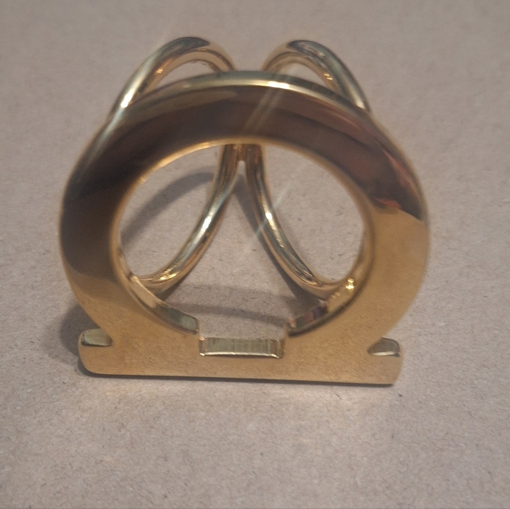 Salvatore Ferragamo Gold Tone Double Loop For A Scarf - Picture 2 of 4